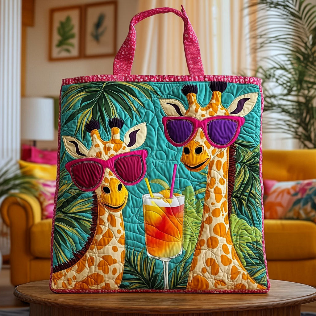Cool Giraffer Cocktail KL1512015CL Quiltet Tote Bag