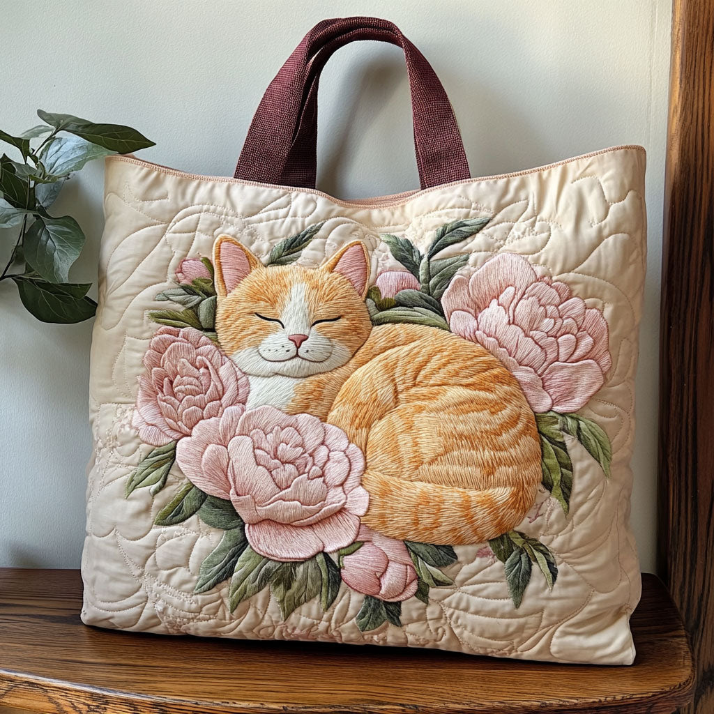 Peony Cat CP1201083CL Vatteret Tote Bag