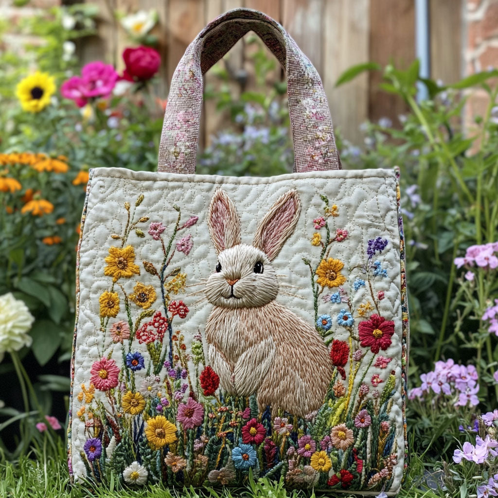 Bunny Flower CW1001004CL Quiltet Tote Bag