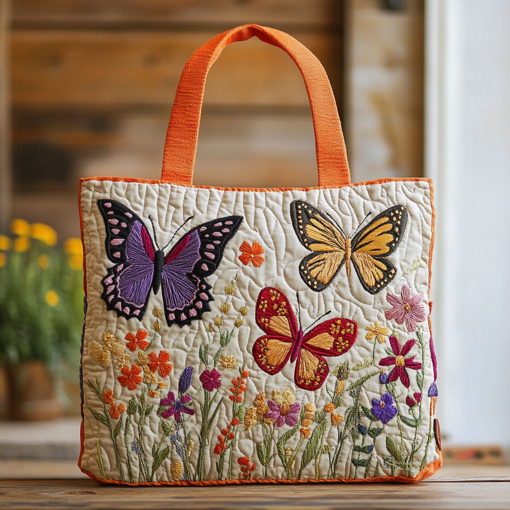 Butterfly Flower Garden CW1501002CL Quiltet Tote Bag