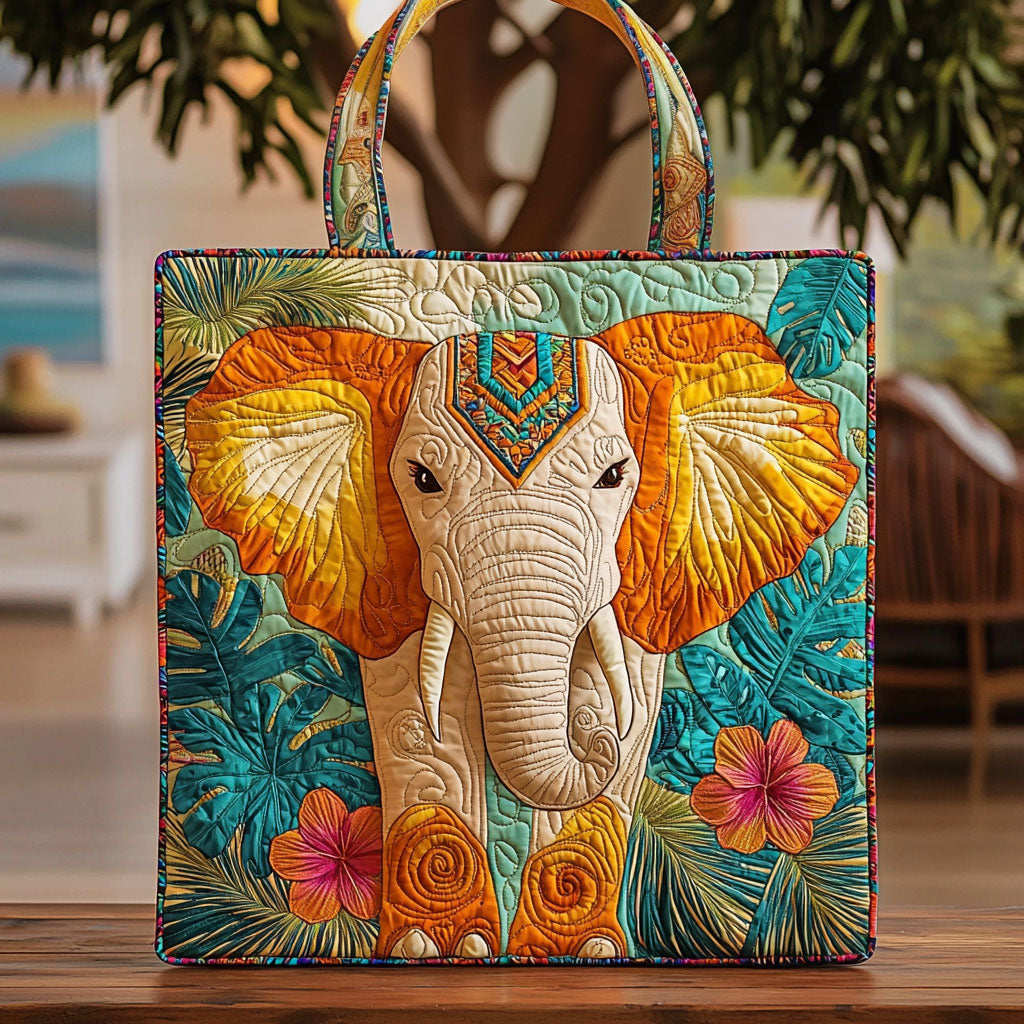 Vibrant Tropical Elephant QA0612017CL Quiltet Tote Bag