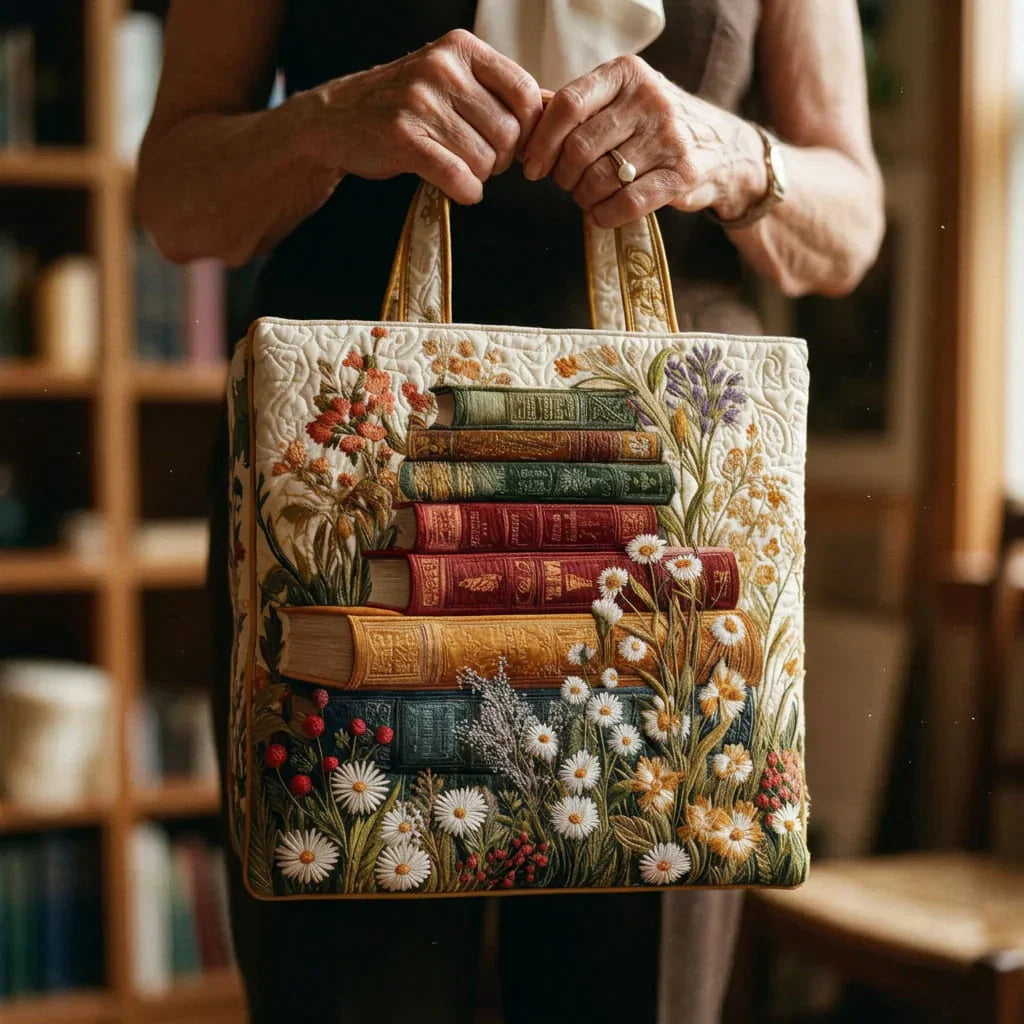 Quilted Tote Bag - Blomster Mønster
