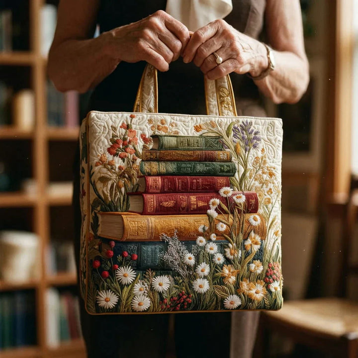Quilted Tote Bag - Blomster Mønster