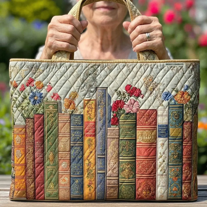 Quiltet Tote Bag - Fortryllet Bibliotek