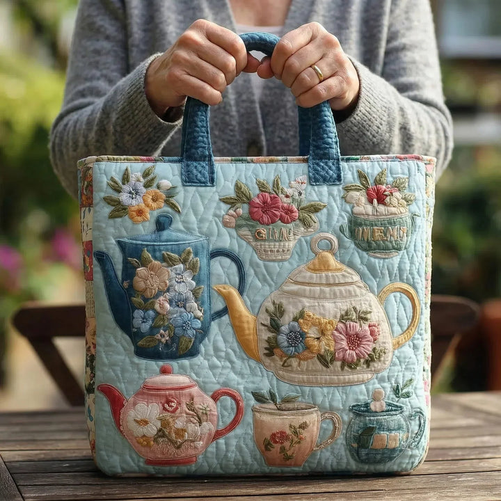 Quilted Tote Bag - Blomsterprint