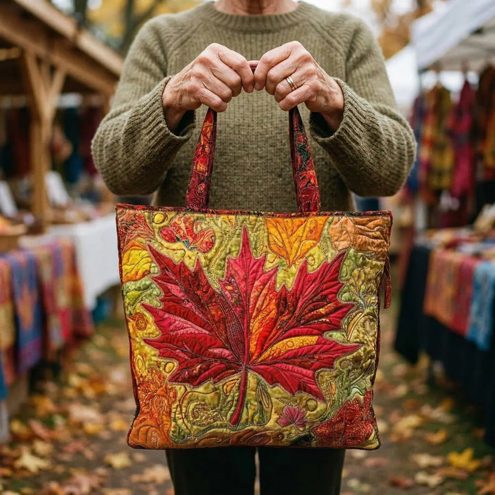 Quilted Tote Bag - Ahorn ved Solnedgang