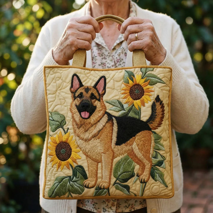 Quilted Tote Bag - Floral Tysk Shepherd