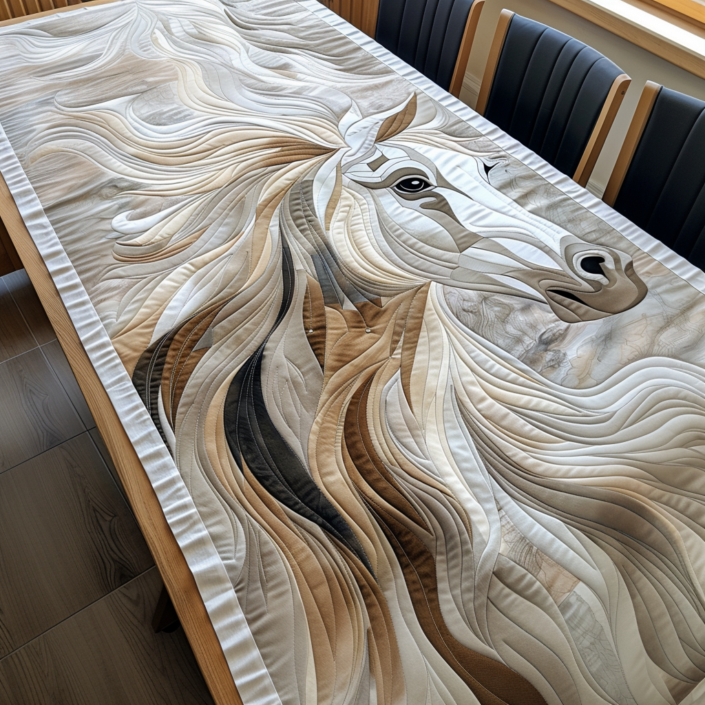 Vibrant White Horse Quiltet Bordløber NCU0PD301