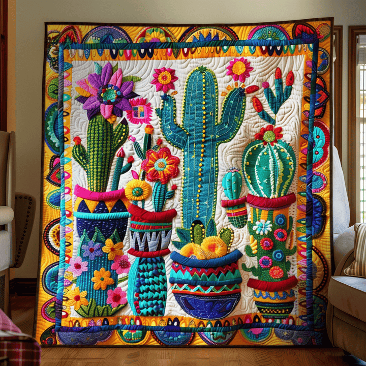 Saguaro Splendor Kaktus Quiltet Tæppe NCU0PD161