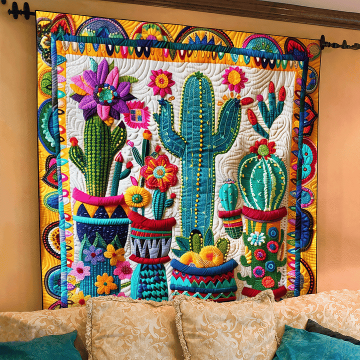 Saguaro Splendor Kaktus Quiltet Tæppe NCU0PD161