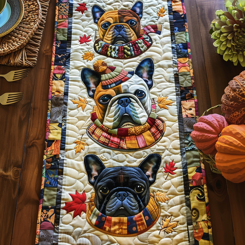 Efterårs Fransk Bulldog Quilted Bordløber NCU0PD147