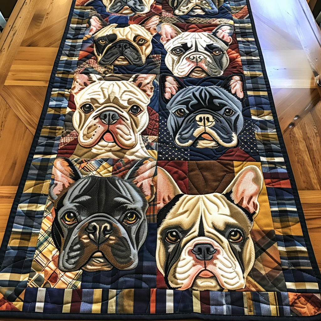 Charmerende Franske Ansigt Quilted Bordløber NCU0PD148
