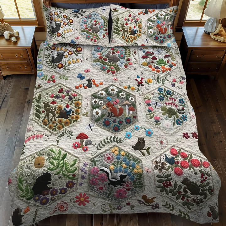 Woodland Whimsy Animals 3-delt quiltet sengetøjssæt NCU0LL017