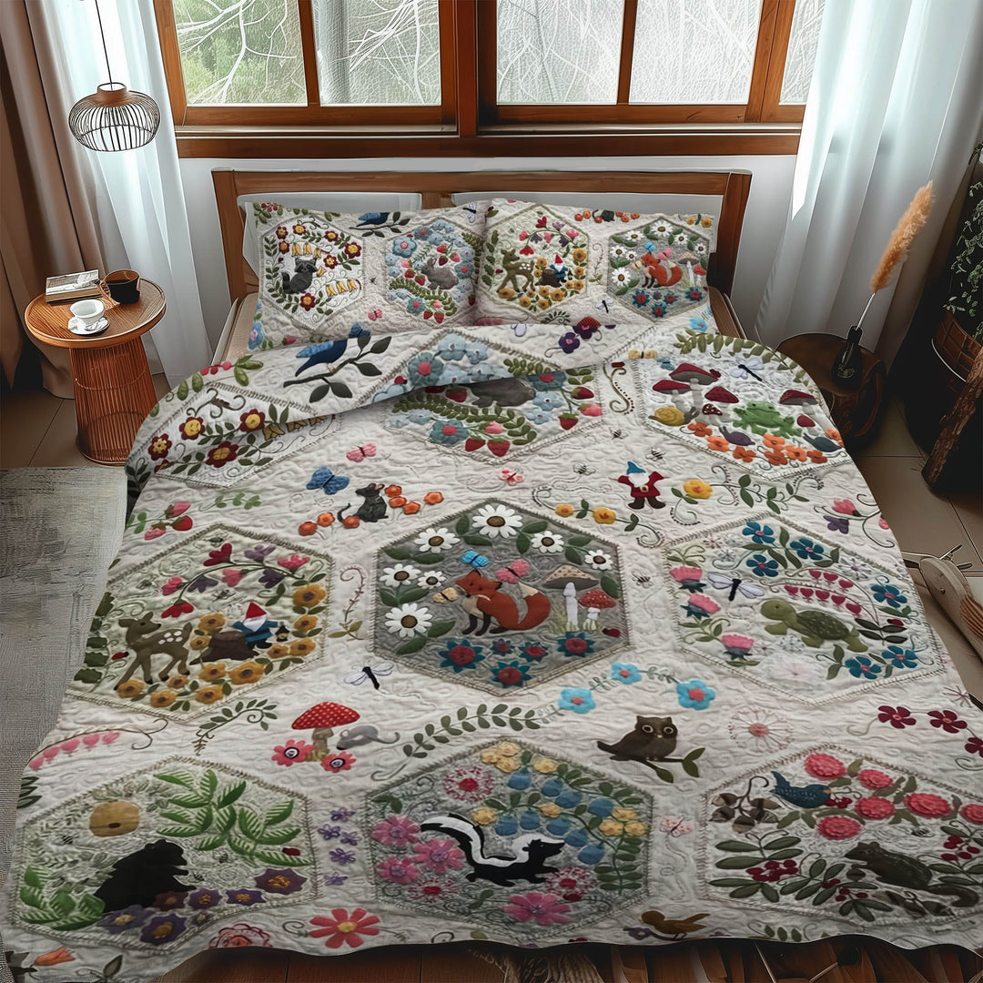 Woodland Whimsy Animals 3-delt quiltet sengetøjssæt NCU0LL017