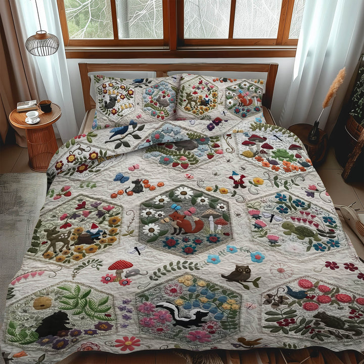 Woodland Whimsy Animals 3-delt quiltet sengetøjssæt NCU0LL017